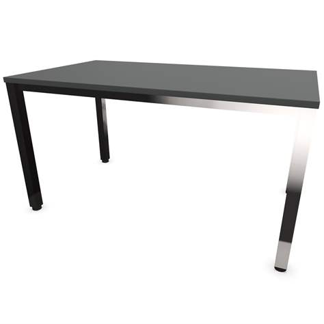 Büro-Schreibtisch, eckiges Säulen-Gestell, glänzend, Farbe Dunkelgrau, B x T: 1400 x 800 mm - Nowy Styl Group