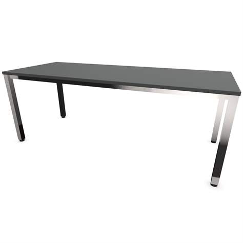 Büro-Schreibtisch, eckiges Säulen-Gestell, glänzend, Farbe Dunkelgrau, B x T: 2000 x 800 mm - Nowy Styl Group