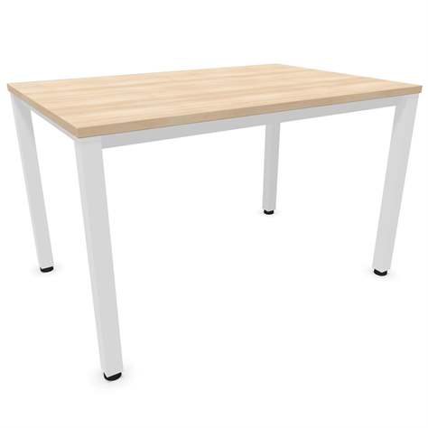 Büro-Schreibtisch, eckiges Säulen-Gestell, weiß, Farbe Akazie, B x T: 1200 x 800 mm - Nowy Styl Group