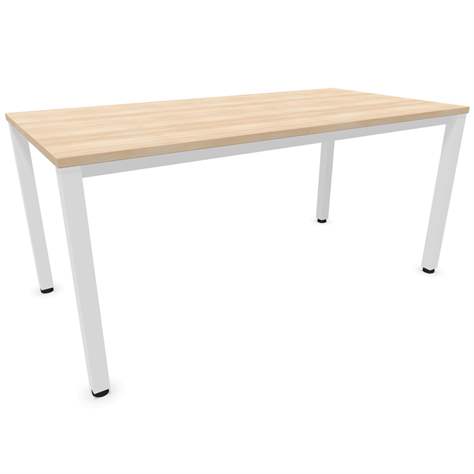 Büro-Schreibtisch, eckiges Säulen-Gestell, weiß, Farbe Akazie, B x T: 1600 x 800 mm - Nowy Styl Group
