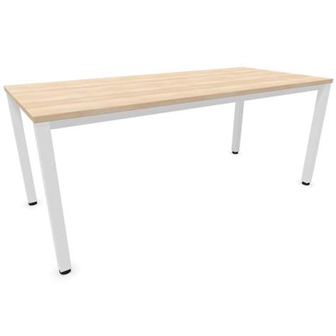 Büro-Schreibtisch, eckiges Säulen-Gestell, weiß, Farbe Akazie, B x T: 1800 x 800 mm - Nowy Styl Group