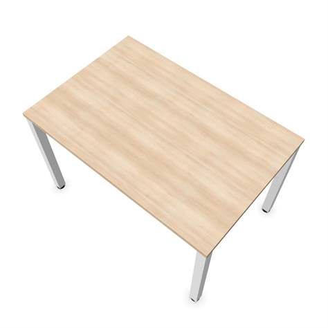 Büro-Schreibtisch, eckiges Säulen-Gestell, weiß, Farbe Akazie, B x T: 1200 x 800 mm - Nowy Styl Group - Bild4