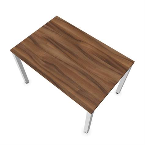 Büro-Schreibtisch, eckiges Säulen-Gestell, weiß, Farbe Nussbaum, B x T: 1200 x 800 mm - Nowy Styl Group - Bild3