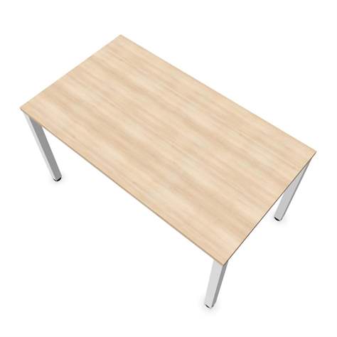 Büro-Schreibtisch, eckiges Säulen-Gestell, weiß, Farbe Akazie, B x T: 1400 x 800 mm - Nowy Styl Group - Bild4