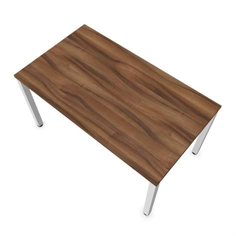 Büro-Schreibtisch, eckiges Säulen-Gestell, weiß, Farbe Nussbaum, B x T: 1400 x 800 mm - Nowy Styl Group - Bild3