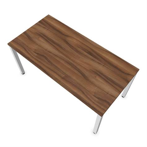 Büro-Schreibtisch, eckiges Säulen-Gestell, weiß, Farbe Nussbaum, B x T: 1600 x 800 mm - Nowy Styl Group - Bild3