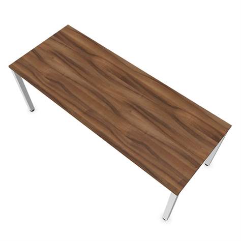 Büro-Schreibtisch, eckiges Säulen-Gestell, weiß, Farbe Nussbaum, B x T: 2000 x 800 mm - Nowy Styl Group - Bild3