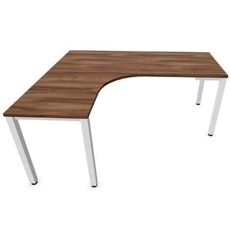 Büro-Schreibtisch 'L'-Form, Säulengestell-eckig, weiß, Farbe Nussbaum, links, B: 1800 x 1600 mm - Nowy Styl Group