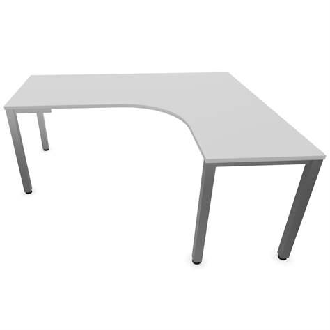 Büro-Schreibtisch 'L'-Form, Säulengestell-eckig, matt, Farbe Lichtgrau, rechts, B: 1800 x 1600 mm - Nowy Styl Group