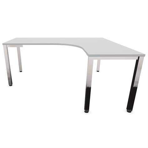 Büro-Schreibtisch 'L'-Form, Säulengestell-eckig, glänzend, Farbe Lichtgrau, rechts, B: 1800 x 1600 mm - Nowy Styl Group