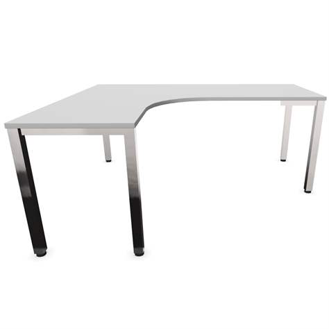 Büro-Schreibtisch 'L'-Form, Säulengestell-eckig, glänzend, Farbe Lichtgrau, links, B: 1800 x 1600 mm - Nowy Styl Group