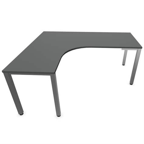 Büro-Schreibtisch 'L'-Form, Säulengestell-eckig, matt, Farbe Dunkelgrau, links, B: 1800 x 1600 mm - Nowy Styl Group