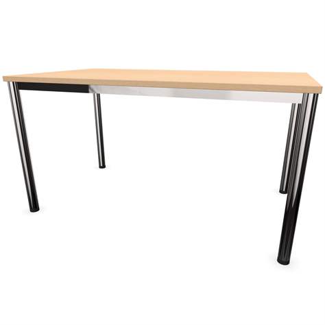 Büro-Schreibtisch, runde Tischbeine, glänzend, Farbe Ahorn, B x T: 1400 x 800 mm - Nowy Styl Group