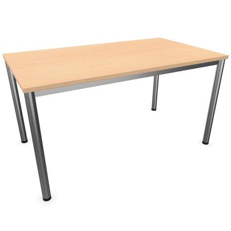 Büro-Schreibtisch, runde Tischbeine, matt, Farbe Ahorn, B x T: 1400 x 800 mm - Nowy Styl Group