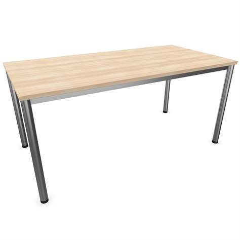 Büro-Schreibtisch, runde Tischbeine, matt, Farbe Akazie, B x T: 1600 x 800 mm - Nowy Styl Group