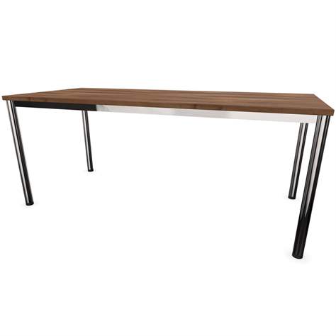 Büro-Schreibtisch,  runde Tischbeine, glänzend, Farbe Nussbaum, B x T: 1800 x 800 mm - Nowy Styl Group