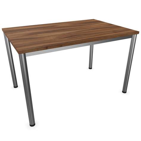 Büro-Schreibtisch, runde Tischbeine, matt, Farbe Nussbaum, B x T: 1200 x 800 mm - Nowy Styl Group