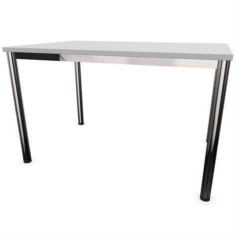 Büro-Schreibtisch,  runde Tischbeine, glänzend, Farbe Lichtgrau, B x T: 1200 x 800 mm - Nowy Styl Group