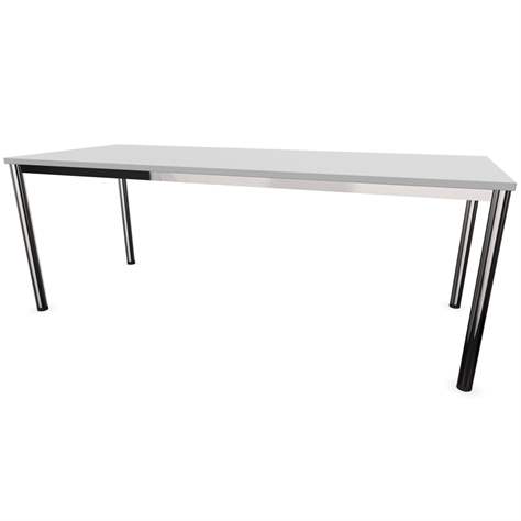 Büro-Schreibtisch,  runde Tischbeine, glänzend, Farbe Lichtgrau, B x T: 2000 x 800 mm - Nowy Styl Group