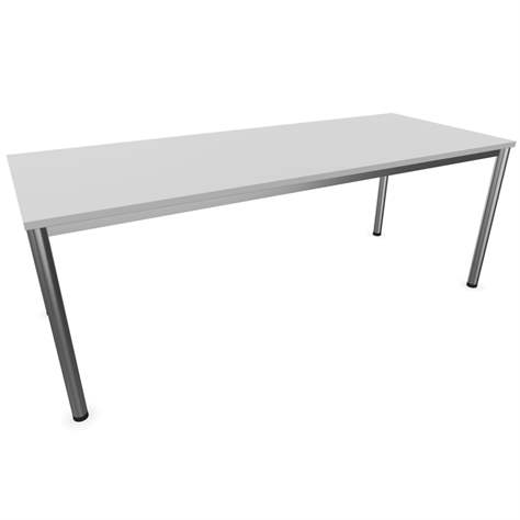 Büro-Schreibtisch, runde Tischbeine, matt, Farbe Lichtgrau, B x T: 2000 x 800 mm - Nowy Styl Group