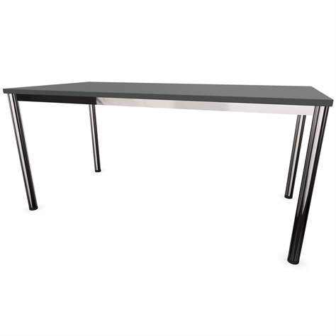 Büro-Schreibtisch,  runde Tischbeine, glänzend, Farbe Dunkelgrau, B x T: 1600 x 800 mm - Nowy Styl Group