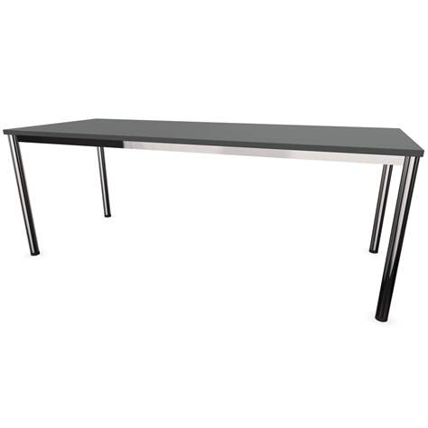 Büro-Schreibtisch, runde Tischbeine, glänzend, Farbe Dunkelgrau, B x T: 2000 x 800 mm - Nowy Styl Group