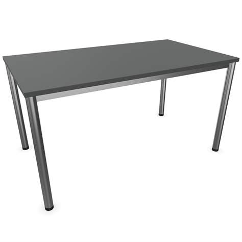 Büro-Schreibtisch, runde Tischbeine, matt, Farbe Dunkelgrau, B x T: 1400 x 800 mm - Nowy Styl Group