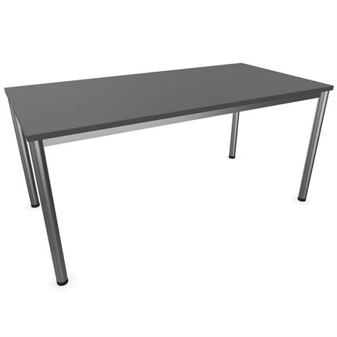 Büro-Schreibtisch, runde Tischbeine, matt, Farbe Dunkelgrau, B x T: 1600 x 800 mm - Nowy Styl Group