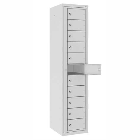 Wäscheausgabeschrank (11 Fächer) , HxBxT: 1800x400x500 mm, Korpus Lichtgrau RAL7035/Türfarbe Lichtgrau RAL7035 - Malow