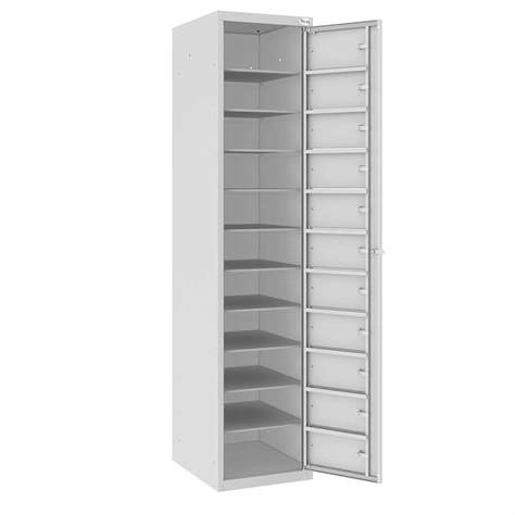 Wäscheausgabeschrank (11 Fächer) , HxBxT: 1800x400x500 mm, Korpus Lichtgrau RAL7035/Türfarbe Lichtgrau RAL7035 - Malow - Bild2