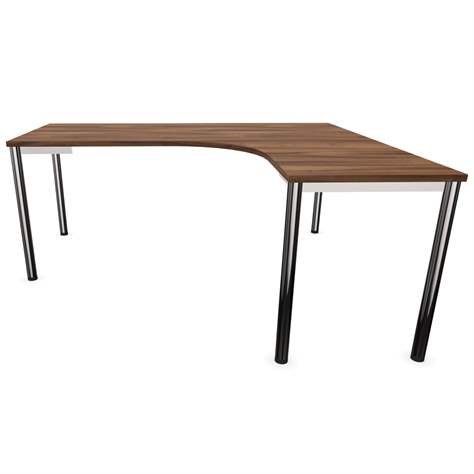 Büro-Schreibtisch 'L'-Form, Säulengestell-rund, glänzend, Farbe Nussbaum, rechts, B: 1800 x 1600 mm - Nowy Styl Group