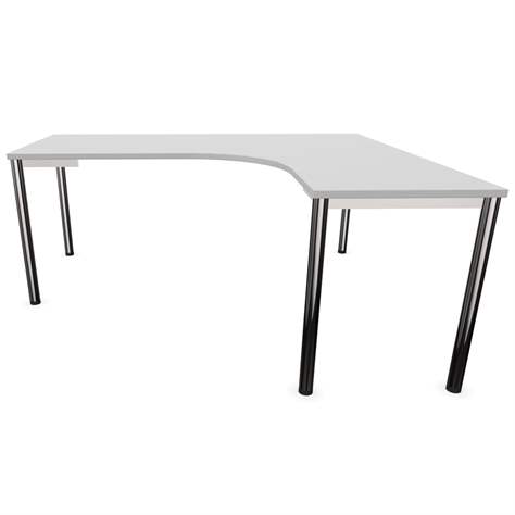 Büro-Schreibtisch 'L'-Form, Säulengestell-rund, glänzend, Farbe Lichtgrau, rechts, B: 1800 x 1600 mm - Nowy Styl Group