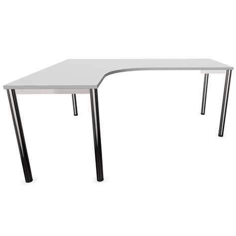 Büro-Schreibtisch 'L'-Form, Säulengestell-rund, glänzend, Farbe Lichtgrau, links, B: 1800 x 1600 mm - Nowy Styl Group