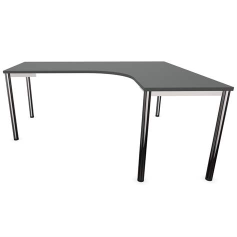 Büro-Schreibtisch 'L'-Form, Säulengestell-rund, glänzend, Farbe Dunkelgrau, rechts, B: 1800 x 1600 mm - Nowy Styl Group