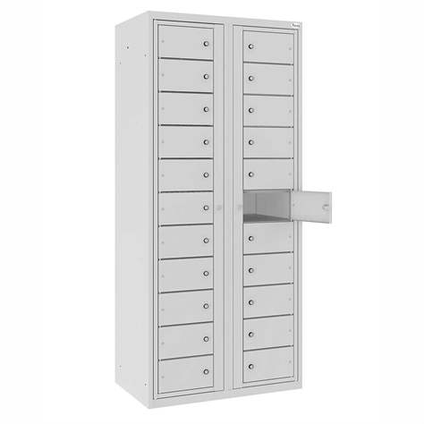 Wäscheausgabeschrank (22 Fächer) , HxBxT: 1800x800x500 mm, Korpus Lichtgrau RAL7035/Türfarbe Lichtgrau RAL7035 - Malow