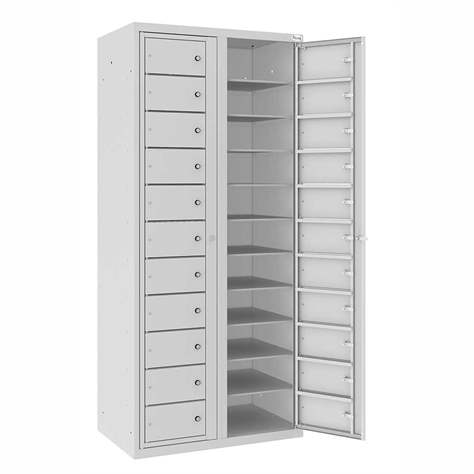 Wäscheausgabeschrank (22 Fächer) , HxBxT: 1800x800x500 mm, Korpus Lichtgrau RAL7035/Türfarbe Lichtgrau RAL7035 - Malow - Bild2