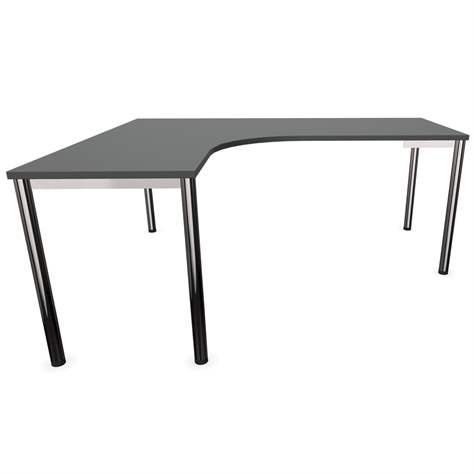 Büro-Schreibtisch 'L'-Form, Säulengestell-rund, glänzend, Farbe Dunkelgrau, links, B: 1800 x 1600 mm - Nowy Styl Group