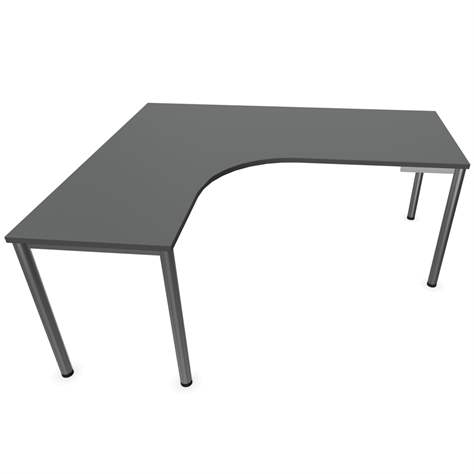 Büro-Schreibtisch 'L'-Form, Säulengestell-rund, matt, Farbe Dunkelgrau, links, B: 1800 x 1600 mm - Nowy Styl Group