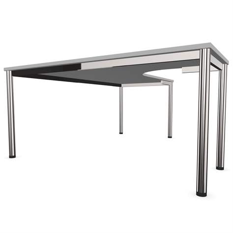 Büro-Schreibtisch 'L'-Form, Säulengestell-rund, glänzend, Farbe Nussbaum, B: 1800 x 1600 mm - Nowy Styl Group - Bild3