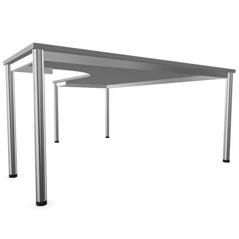 Büro-Schreibtisch 'L'-Form, runde Tischbeine, matt, Farbe Akazie, rechts, B: 1800 x 1600 mm - Nowy Styl Group - Bild4