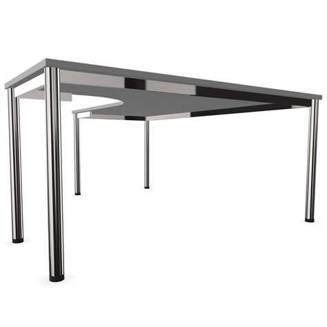 Büro-Schreibtisch 'L'-Form, Säulengestell-rund, glänzend, Farbe Akazie, rechts, B: 1800 x 1600 mm - Nowy Styl Group - Bild4