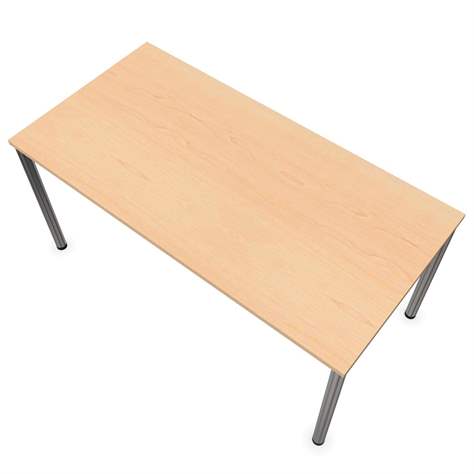 Büro-Schreibtisch, runde Tischbeine, glänzend, Farbe Ahorn, B x T: 2000 x 800 mm - Nowy Styl Group - Bild4