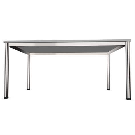 Büro-Schreibtisch,  runde Tischbeine, glänzend, Farbe Lichtgrau, B x T: 1200 x 800 mm - Nowy Styl Group - Bild3