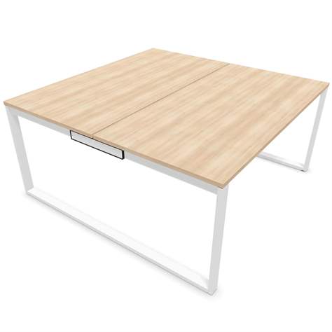 Büro-Schreibtisch SQart beidseitig, Gestell weiß, Arbeitsplatte Akazie, B x T: 1600 x 1600 mm - Nowy Styl Group