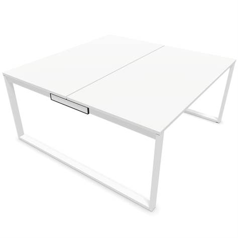 Büro-Schreibtisch SQart beidseitig, Gestell weiß, Arbeitsplatte weiß, B x T: 1600 x 1600 mm - Nowy Styl Group