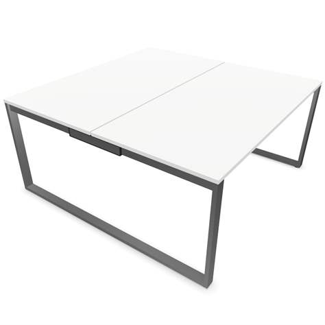 Büro-Schreibtisch SQart beidseitig, Gestell Weißaluminium (RAL9006), Arbeitsplatte weiß, B x T: 1600 x 1600 mm - Nowy Styl Group