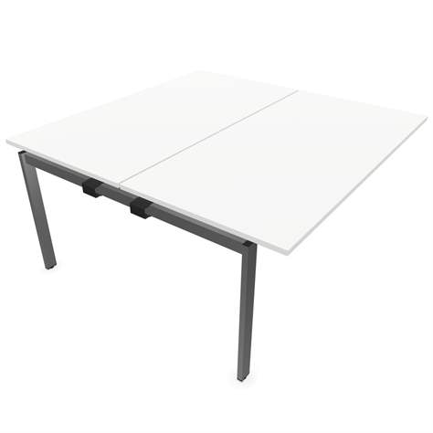 Büro-Schreibtisch SQart beidseitig, Erweiterungsmodul, Gestell Weißaluminium (RAL9006), Arbeitsplatte weiß, B x T: 1600 x 1600 mm - Nowy Styl Group