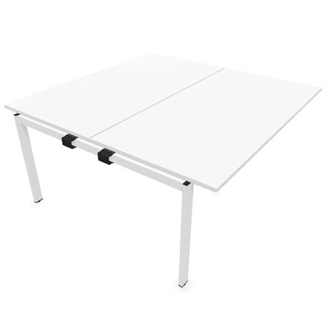Büro-Schreibtisch SQart beidseitig, Erweiterungsmodul, Gestell weiß, Arbeitsplatte weiß, B x T: 1600 x 1600 mm - Nowy Styl Group