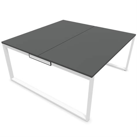 Büro-Schreibtisch SQart beidseitig, Gestell weiß, Arbeitsplatte dunkelgrau, B x T: 1600 x 1600 mm - Nowy Styl Group