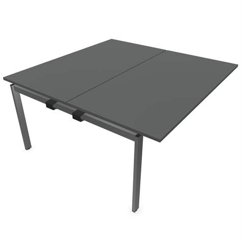 Büro-Schreibtisch SQart beidseitig, Erweiterungsmodul, Gestell Weißaluminium (RAL9006), Arbeitsplatte dunkelgrau, B x T: 1600 x 1600 mm - Nowy Styl Group